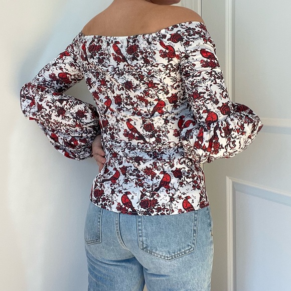 Gorgeous Printed Off Shoulder Top with Puffy Sleeves - Picture 6 of 11
